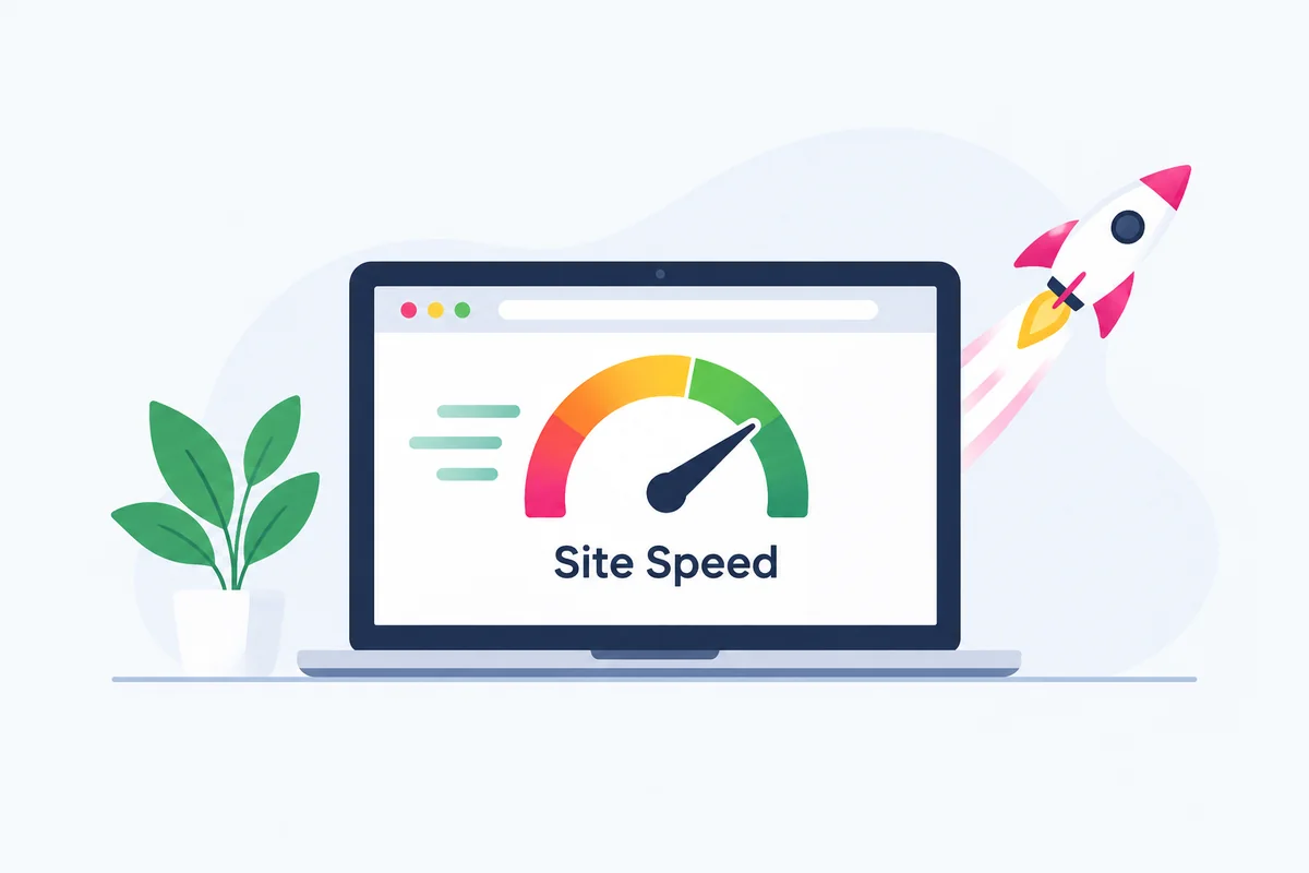 Illustration representing website loading speed and Core Web Vitals